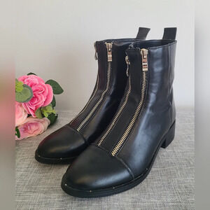 Design Lab Ankle Double Zipper Boots,‎ Black, Size 6.5M